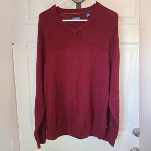 Chaps Men's Classic Long Sleeve Sweater with elbow patches,  Size: XL Color: Red